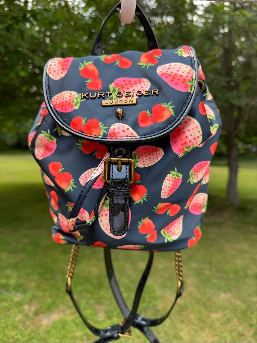 Kurt Geiger London Portobello Strawberry Print Small Backpack NWT